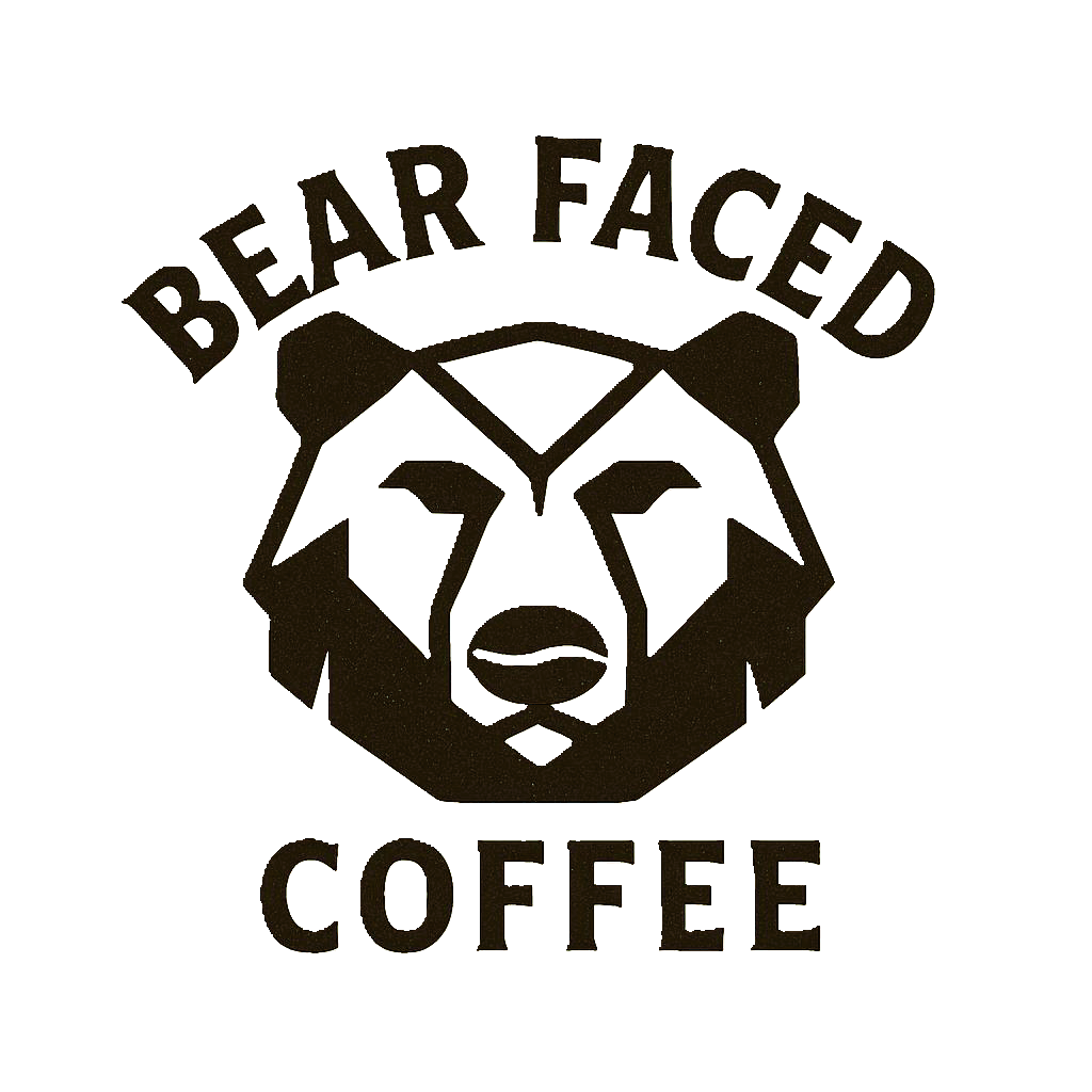Bear Faced Coffee logo depicting the company name and bear image with coffee bean nose